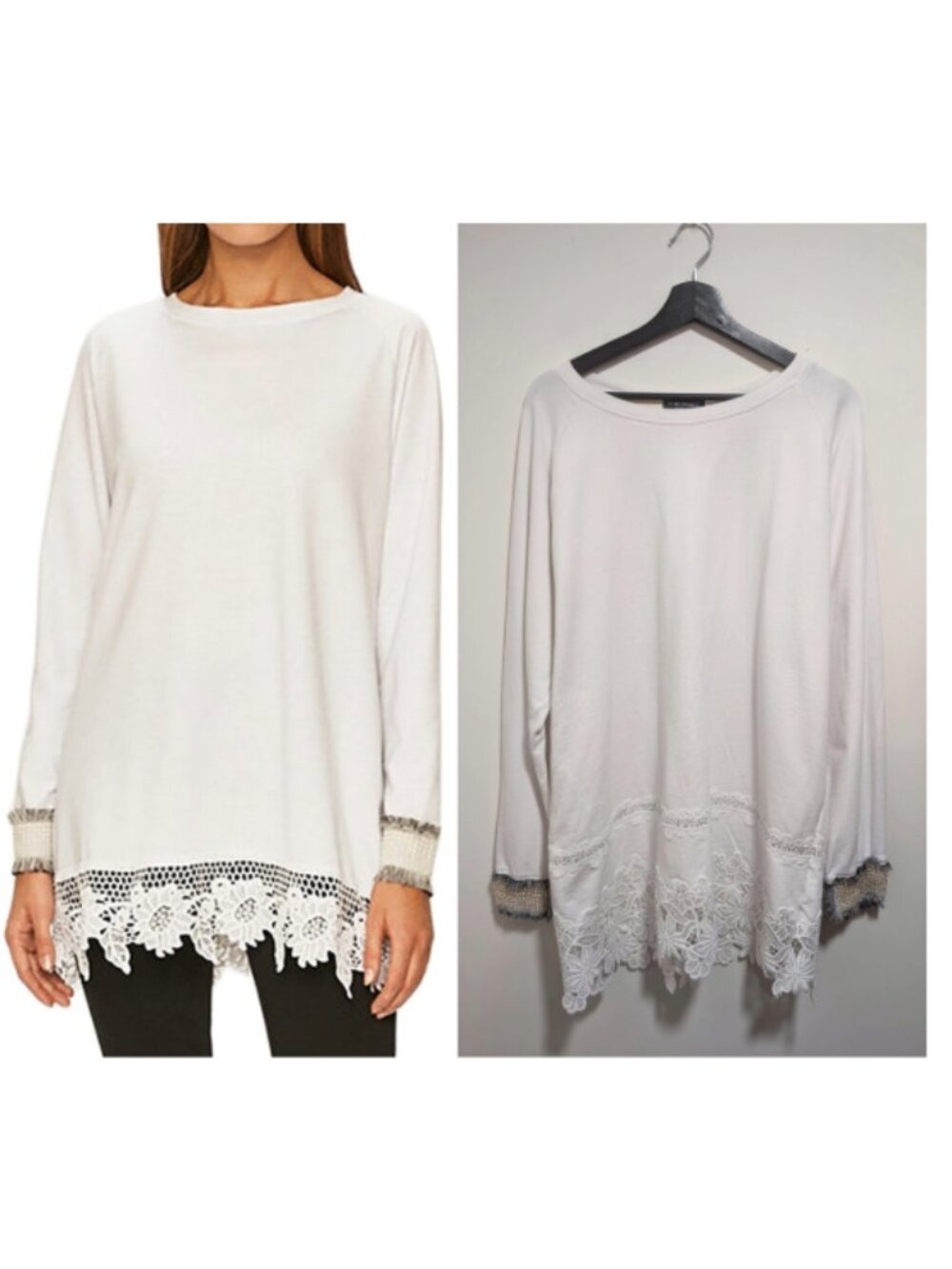 Twinset | Lace and Pearl Embellished Sweatshirt In White